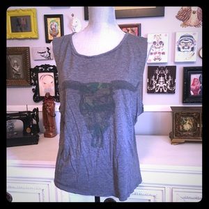 Haute Hippie Sleeveless tee with steer skull